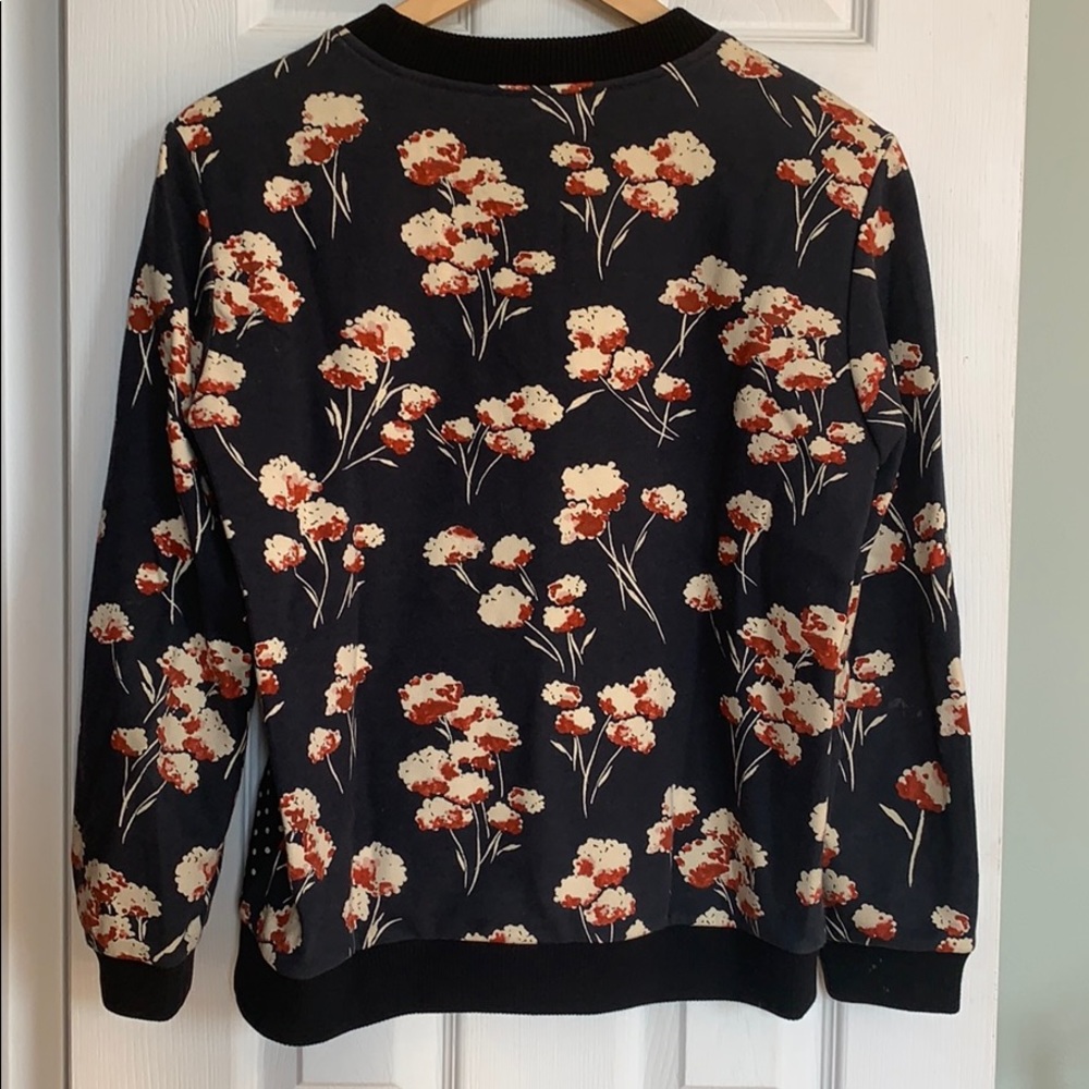 Tory Burch Dot and Floral Printed Navy Sweatshirt - Picture 4 of 6